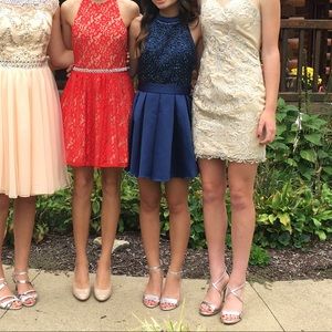 BLUE DRESS - Blue pleaded Homecoming dress